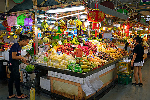 特色,货摊,巨大,选择,新鲜,果蔬,市场,海滩,普吉岛,泰国,亚洲