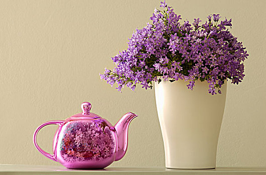 茶壶,花,花瓶