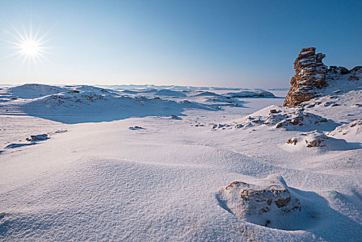 石头,雪,贝加尔湖,伊尔库茨克,区域,西伯利亚,俄罗斯