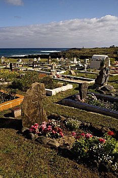 公墓,汉加洛,复活节岛,智利