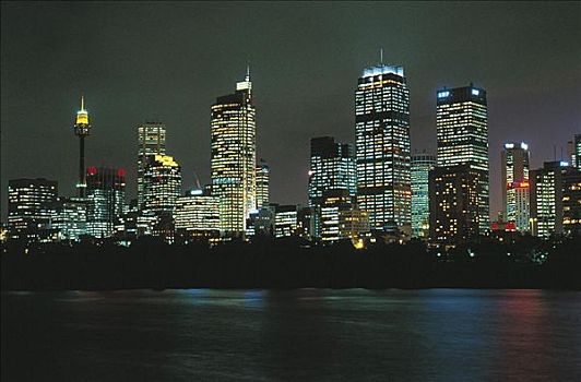 夜晚,天际线,悉尼,澳大利亚