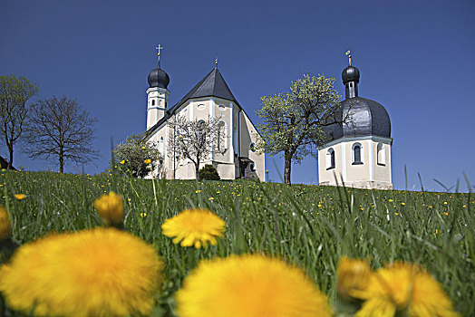 朝圣教堂,圣徒,伊尔申伯格,山谷,上巴伐利亚,德国南部,德国