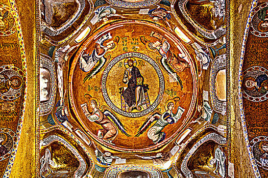 穹顶,镶嵌图案,教堂,圣马利亚,巴勒莫,西西里,意大利