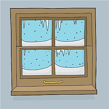 冰柱,雪,窗户