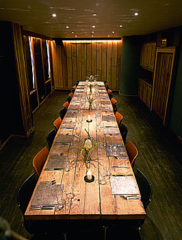 餐厅,长,木桌子,餐饭