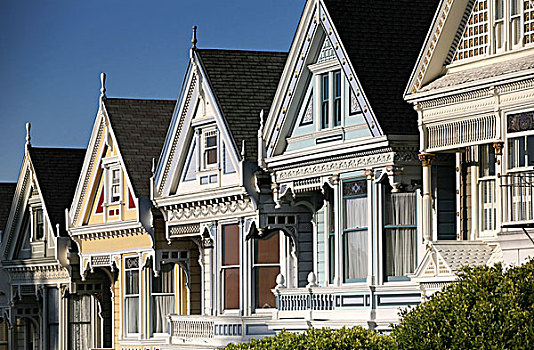 排,维多利亚式房屋,特写,旧金山