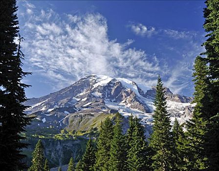 雷尼尔山,冰河,风景,雷尼尔山国家公园,华盛顿,美国,北美