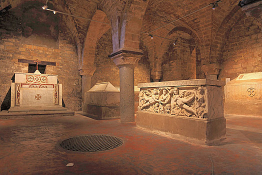 石棺,地穴,罗马,坛罐,大教堂,玛丽亚,巴勒莫,西西里,意大利,欧洲
