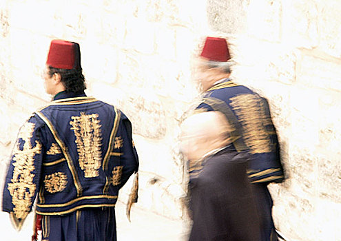 以色列,耶路撒冷,两个男人,装饰,装束