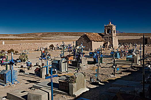 教堂,墓地,圣胡安,盐湖,乌尤尼,玻利维亚