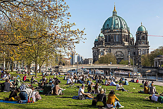 春天,柏林,地区,旁侧,德国,公园,柏林大教堂,欧洲