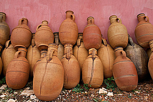 摩洛哥,卡萨布兰卡,阿特拉斯山地区,陶器,出售,道路