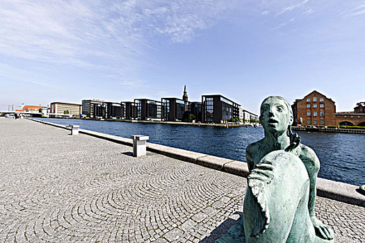 小,美人鱼,正面,皇家,图书馆,地区,哥本哈根,丹麦,斯堪的纳维亚