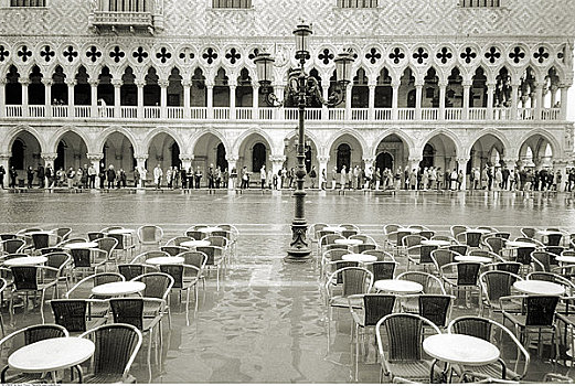 街边咖啡厅,洪水,威尼斯,意大利