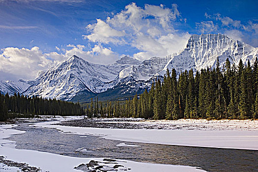 山,冬天,碧玉国家公园,艾伯塔省,加拿大