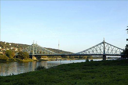 桥,上方,易北河,德累斯顿,萨克森,德国