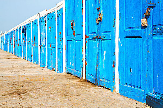 非洲,摩洛哥,老,港口,木头,门,蓝天