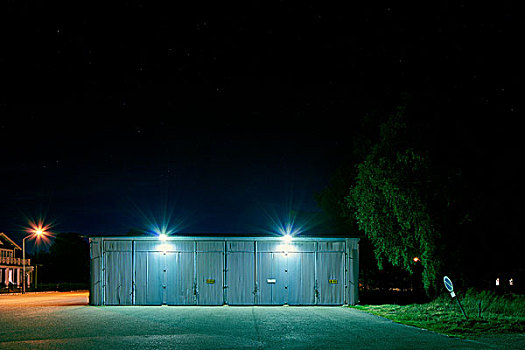 车库,聚光灯,夜晚,瑞典