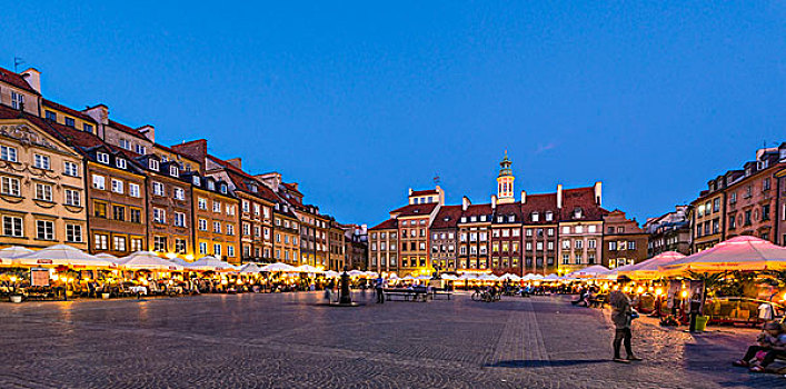 市场,餐馆,历史,中心,黄昏,华沙,波兰,欧洲