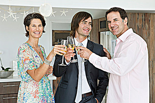 男人,父母,祝酒,香槟