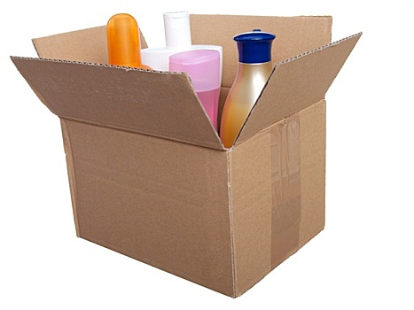 盒子,塑料瓶,膏液,洗发水,防晒霜,隔绝,白色背景