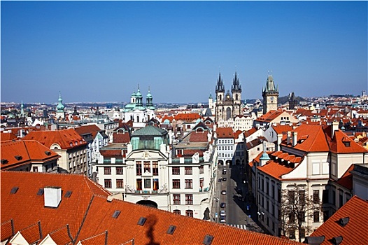 红色,屋顶,老城,布拉格