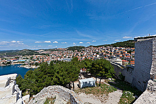 斯本力,城堡,中心,达尔马提亚,亚得里亚海,海岸,克罗地亚,欧洲