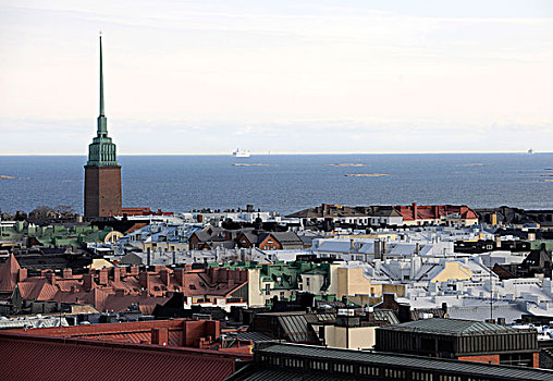 全景,风景,教堂,赫尔辛基,芬兰,欧洲
