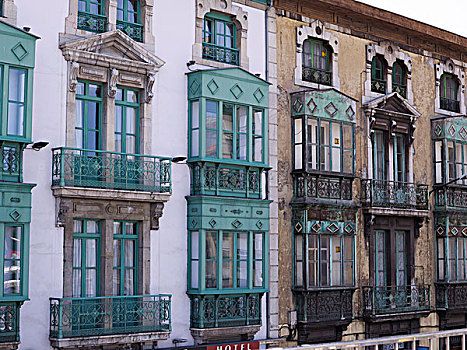 特写,房子,建筑,阿斯图里亚斯,西班牙北部,欧洲