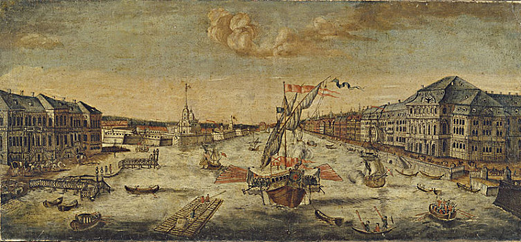 风景,涅瓦河,堤岸,艺术家,18世纪
