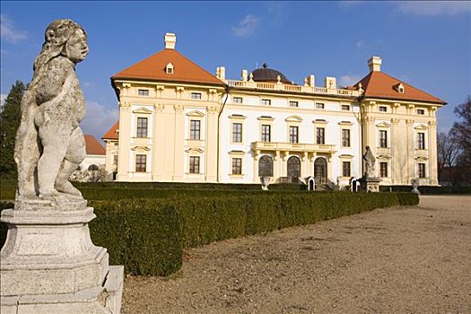 雕塑,城堡,德国,南摩拉维亚,捷克共和国,欧洲
