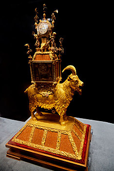 8世纪,铜鎏金山羊表