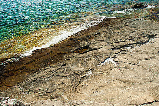 漂亮,岩石,海滩,克罗地亚