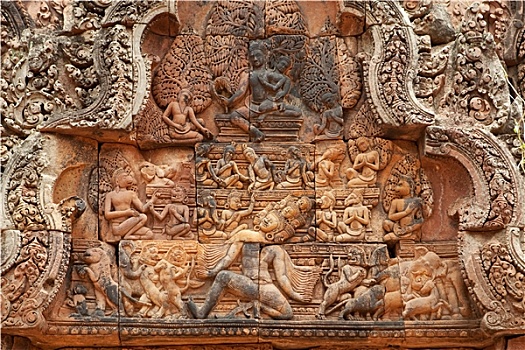 高棉,浮雕,女王宫