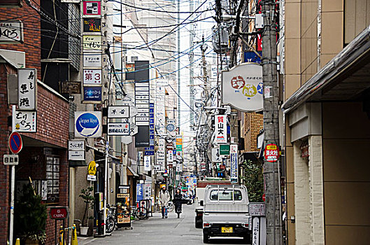 狭窄街道,大阪,日本