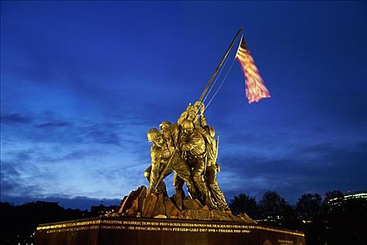 仰视,雕塑,美国海军陆战队,战争纪念碑,阿灵顿国家公墓,阿灵顿,弗吉尼亚,美国