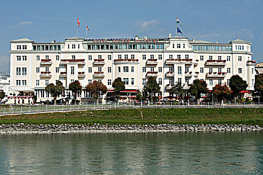 酒店,萨克大蛋糕,萨尔茨堡,河,萨尔察赫河,奥地利,欧洲