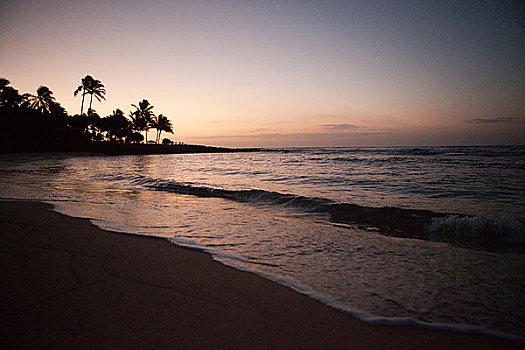 夏威夷,海滩,日落