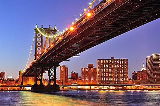 纽约,曼哈顿大桥,上方,东河