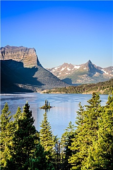 竖图,风景,山脉,冰河国家公园,美国