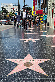星,米老鼠,星光大道,迈克尔-杰克逊,一对,好莱坞大道,好莱坞,洛杉矶,加利福尼亚,美国,北美