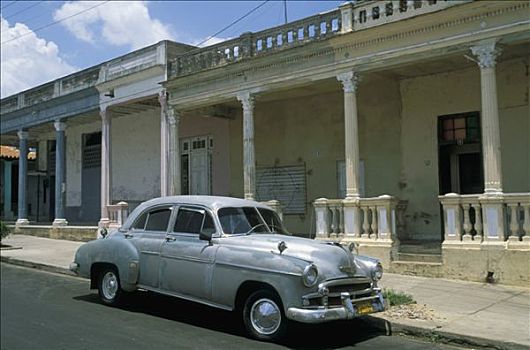 古巴,老,美洲,正面,房子,特色,柱子