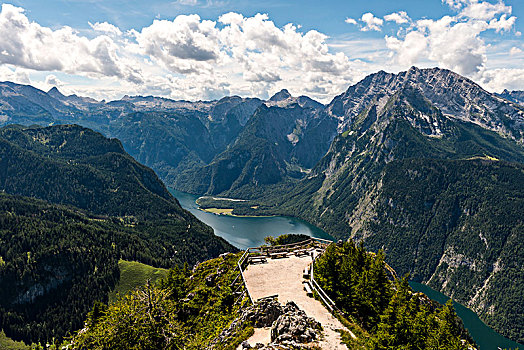 全景,上方,湖,国家公园,贝希特斯加登地区,巴伐利亚,德国,欧洲