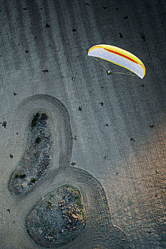 滑翔伞,上方,安达卢西亚,风景,晚上,亮光,航拍,卡迪兹,西班牙