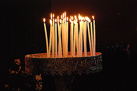 寺院,蜡烛,东正教,塞萨洛尼基,希腊