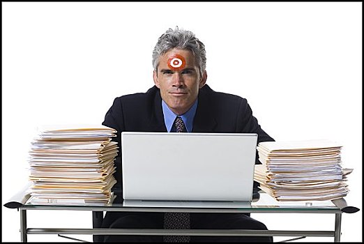 男人,目标,额头,工作,笔记本电脑