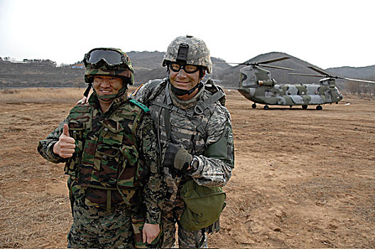 军队,长官,右边,韩国