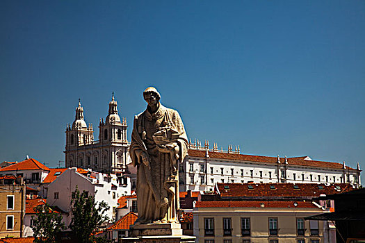葡萄牙,里斯本,平台,雕塑,阿尔法马区,地区