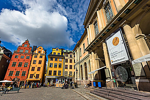 彩色,建筑,博物馆,格姆拉斯坦,老城,斯德哥尔摩,瑞典