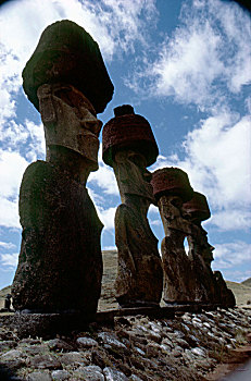 五个,复活节岛石像,雕塑,阿纳凯,湾